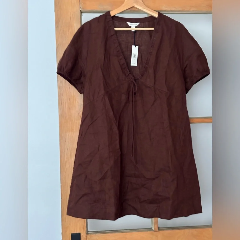 Linen Tie-Front Mini Dress Dress xs NWT Banana Republic - Picture 1 of 4